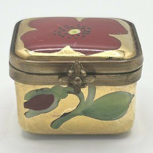 Limoges Peint Main RARE France LIMITED EDITION No. 5/250 RED FLOWER GOLD BOX